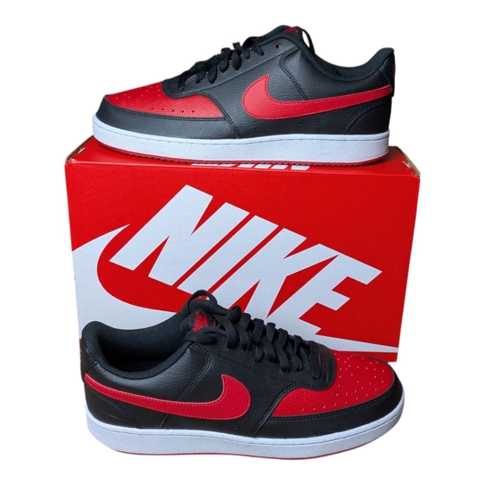 Nike Court Vision Low Black University Red White Next Nature Shoes Men's 10 NWT